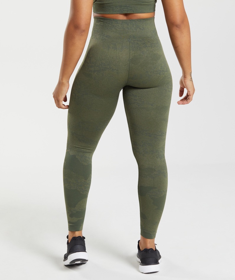 Gymshark Adapt Camo Sømløse Leggings Lava-mose Olive-core Oliven