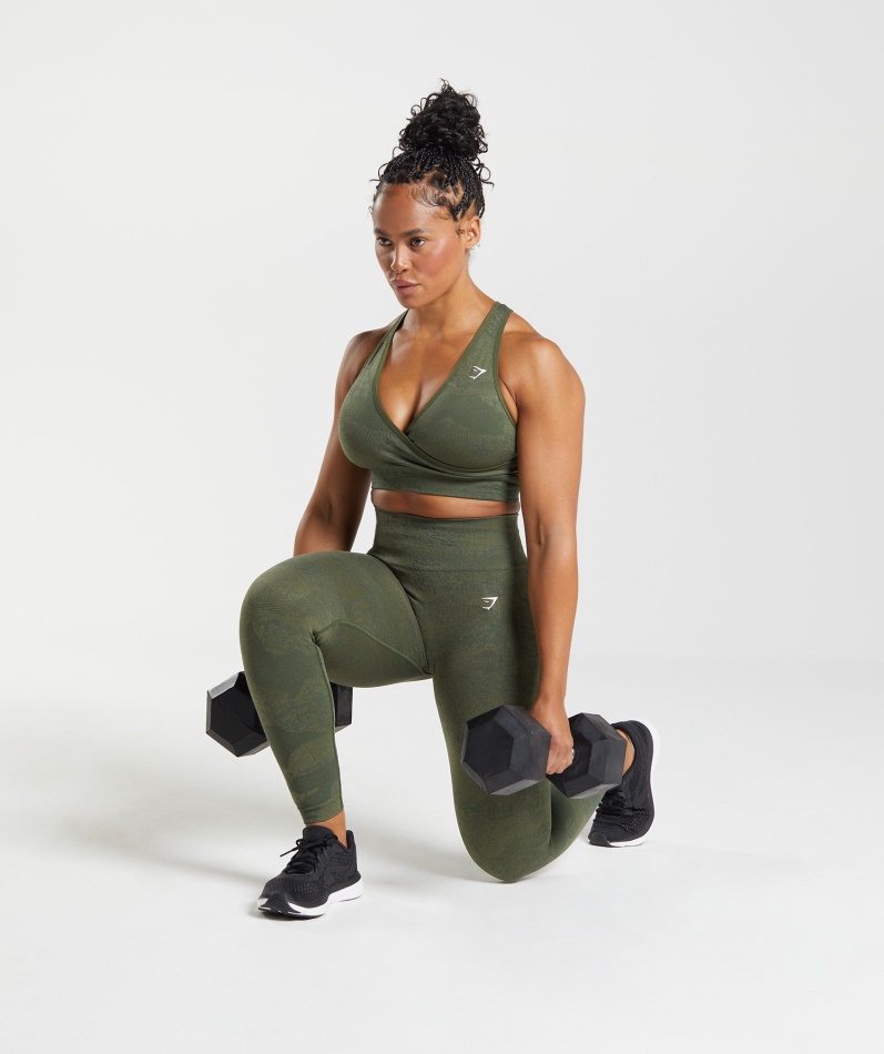 Gymshark Adapt Camo Sømløse Leggings Lava-mose Olive-core Oliven