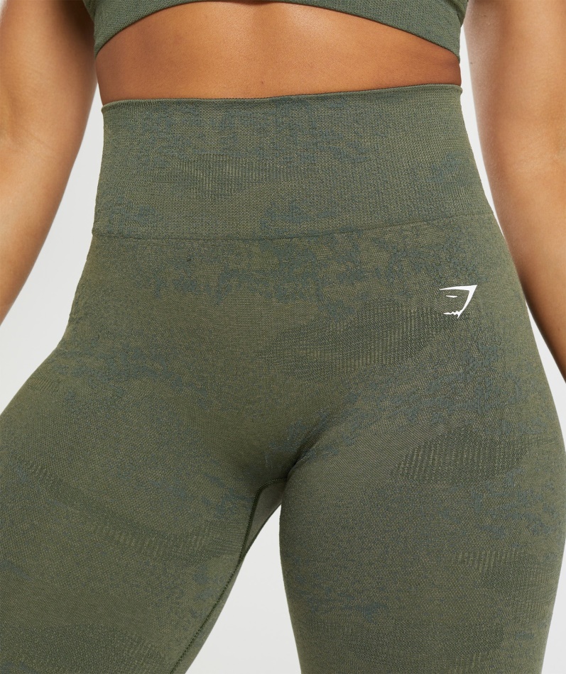 Gymshark Adapt Camo Sømløse Leggings Lava-mose Olive-core Oliven