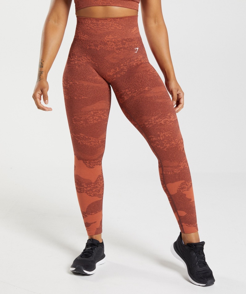 Gymshark Adapt Camo Sømløse Leggings Lava-storm Rød-kirsebærbrun
