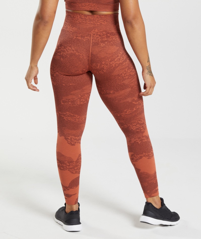 Gymshark Adapt Camo Sømløse Leggings Lava-storm Rød-kirsebærbrun