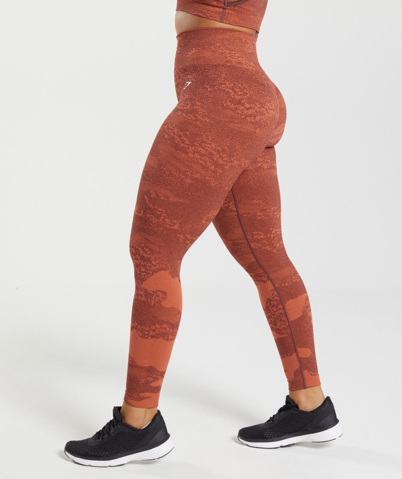 Gymshark Adapt Camo Sømløse Leggings Lava-storm Rød-kirsebærbrun