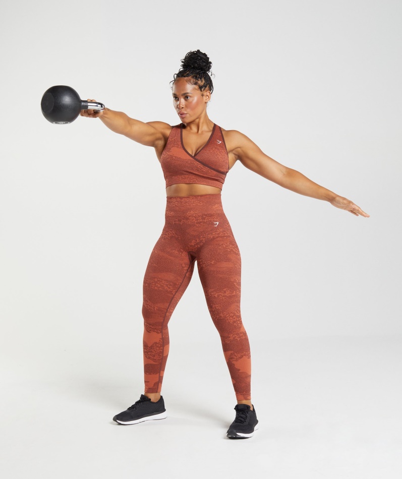 Gymshark Adapt Camo Sømløse Leggings Lava-storm Rød-kirsebærbrun