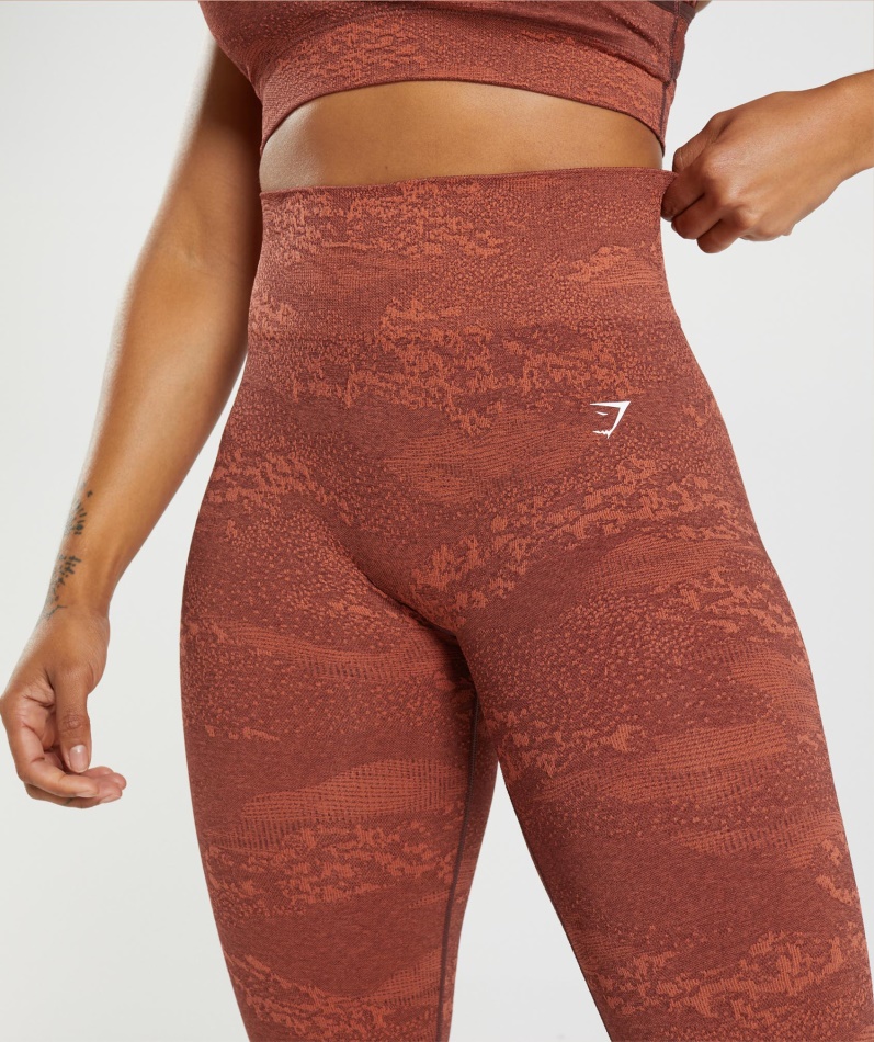 Gymshark Adapt Camo Sømløse Leggings Lava-storm Rød-kirsebærbrun