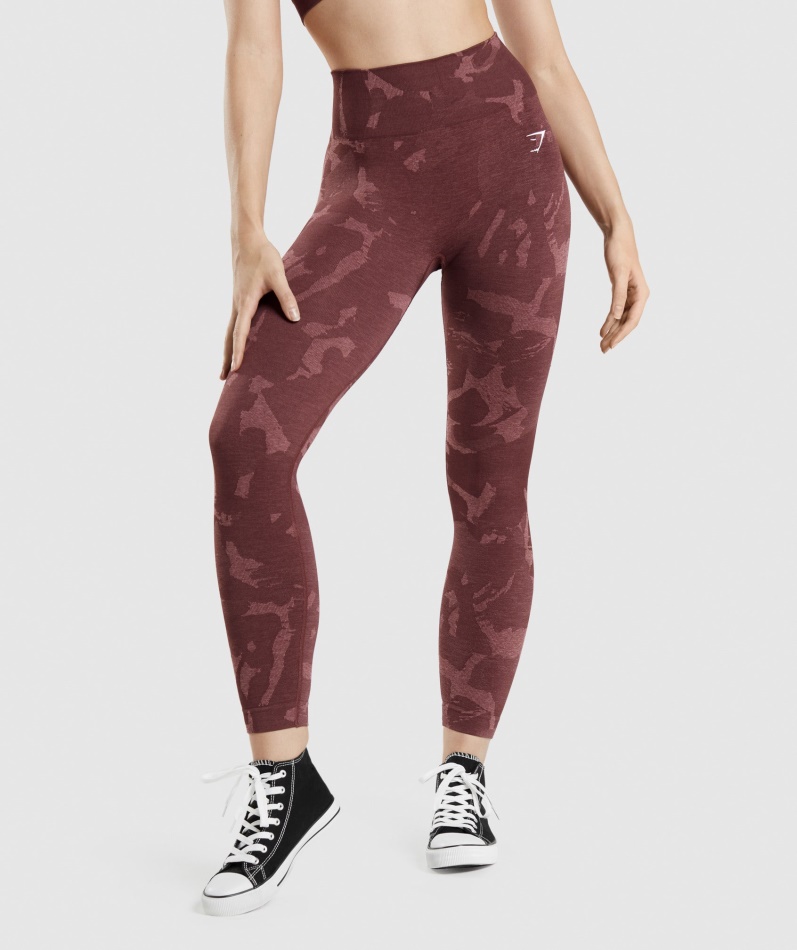 Gymshark Adapt Camo Sømløse Leggings Savanne-kirsebærbrune