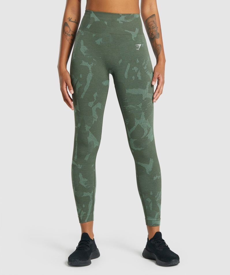 Gymshark Adapt Camo Sømløse Leggings Savanne-grønn