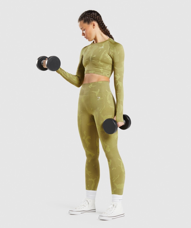 Gymshark Adapt Camo Sømløse Leggings Savanne-griffin Green