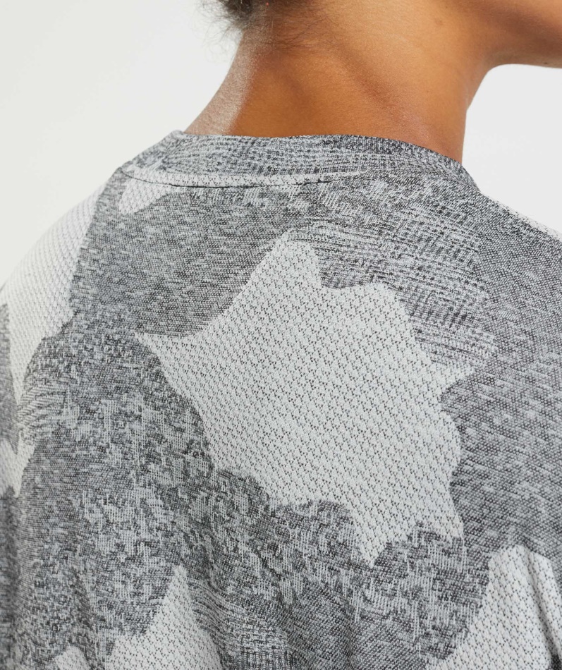 Gymshark Adapt Camo Sømløs Langermet Topp Lava-lys Grå-svart