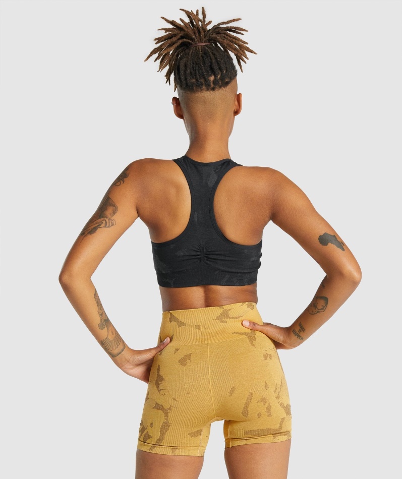 Gymshark Adapt Camo Sømløs Racerback Sports-bh Savanne-svart