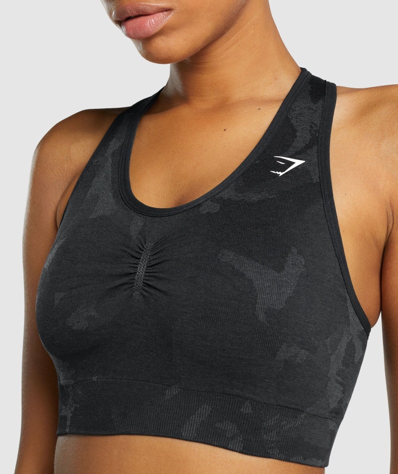 Gymshark Adapt Camo Sømløs Racerback Sports-bh Savanne-svart