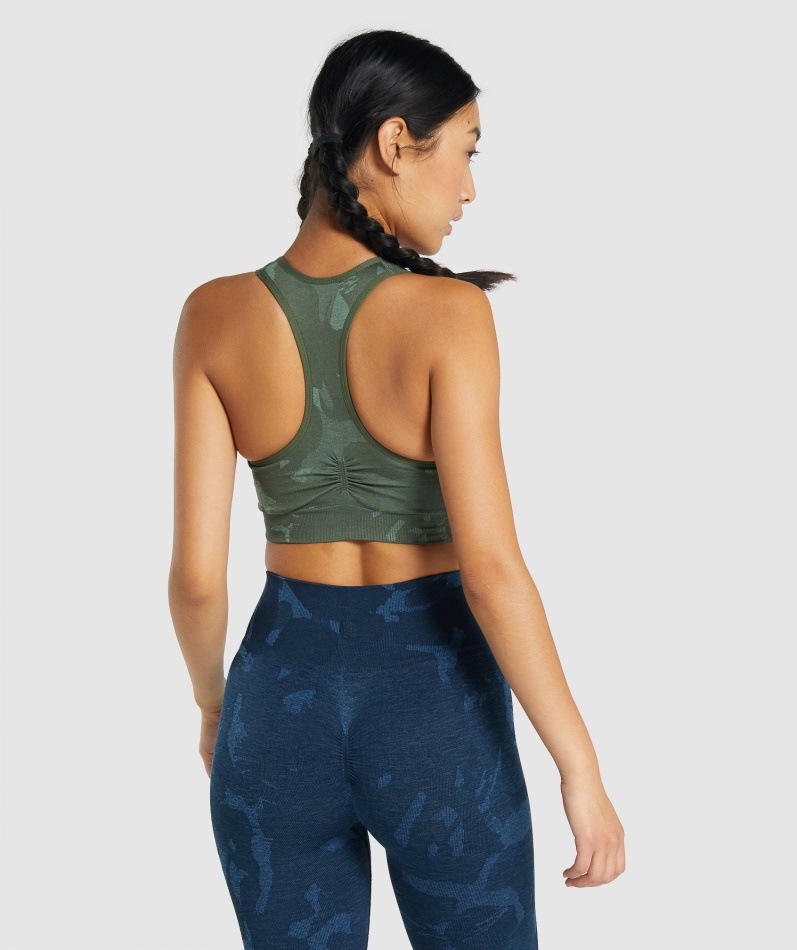 Gymshark Adapt Camo Sømløs Racerback Sports-bh Savanne-grønn
