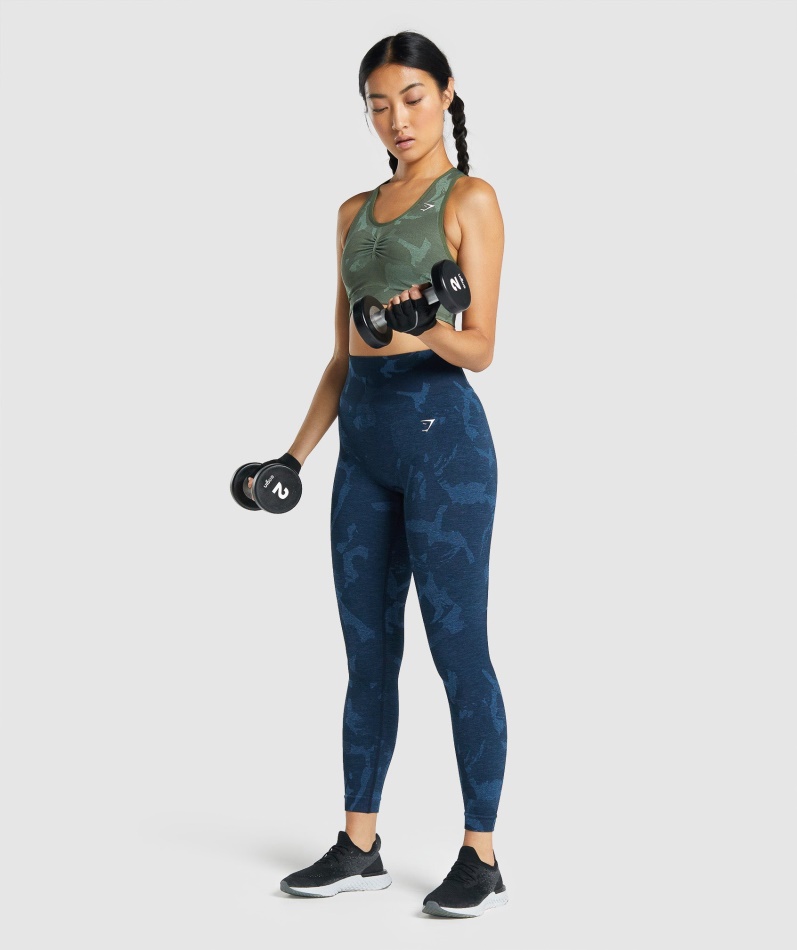 Gymshark Adapt Camo Sømløs Racerback Sports-bh Savanne-grønn