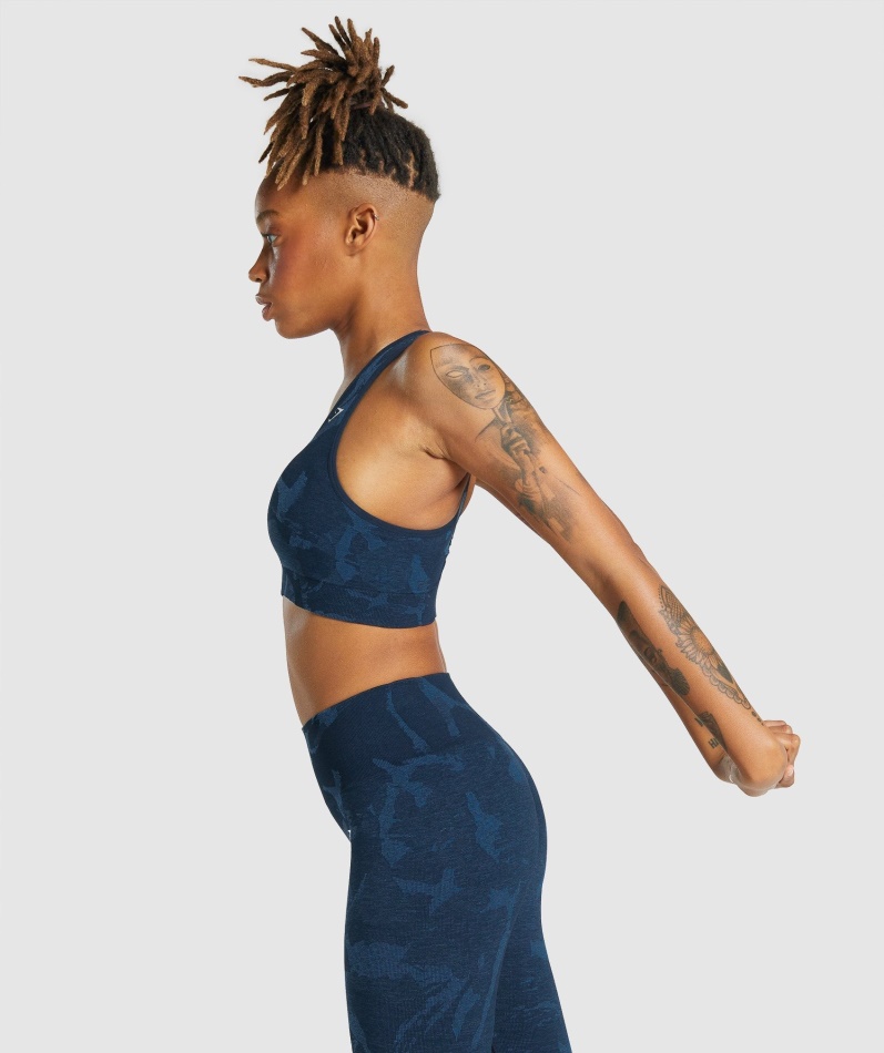 Gymshark Adapt Camo Sømløs Racerrygg Sportsbh Savanne-marine