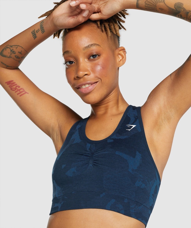 Gymshark Adapt Camo Sømløs Racerrygg Sportsbh Savanne-marine