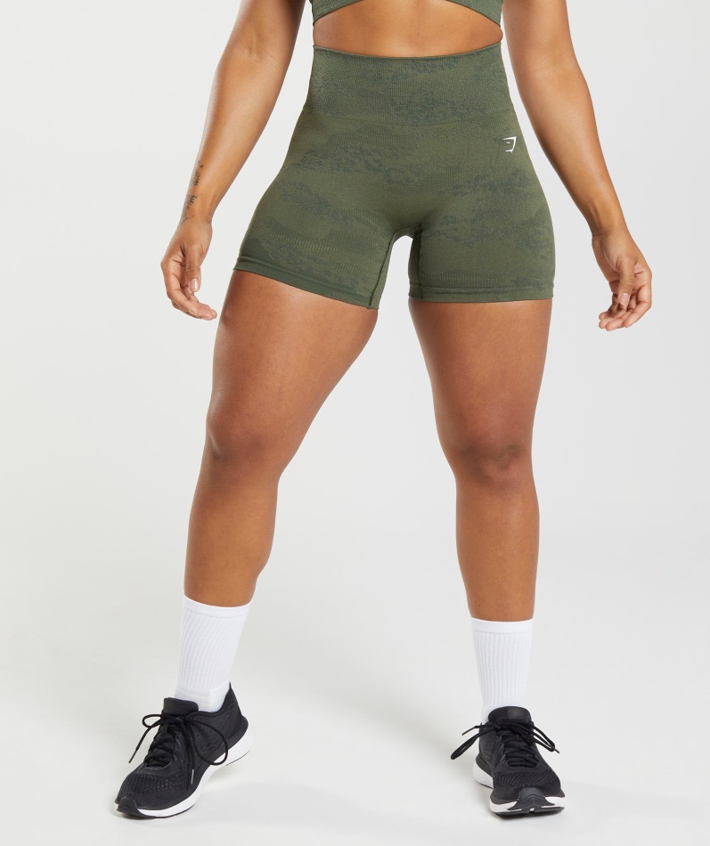 Gymshark Adapt Camo Sømløse Shorts Lava-mose Oliven-kjerne Oliven