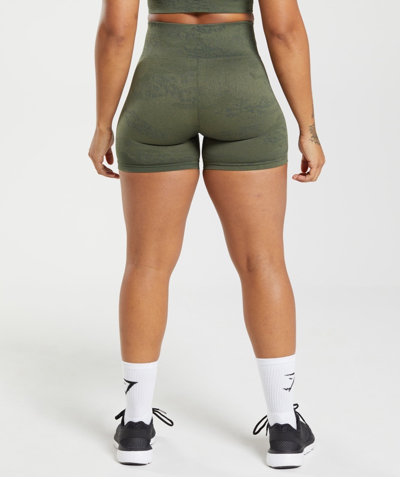 Gymshark Adapt Camo Sømløse Shorts Lava-mose Oliven-kjerne Oliven