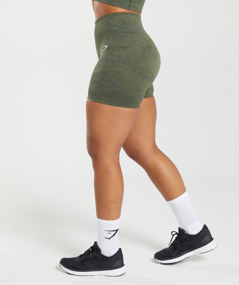 Gymshark Adapt Camo Sømløse Shorts Lava-mose Oliven-kjerne Oliven