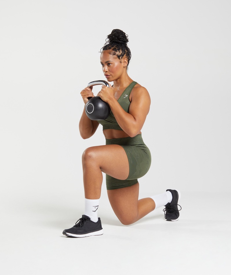 Gymshark Adapt Camo Sømløse Shorts Lava-mose Oliven-kjerne Oliven