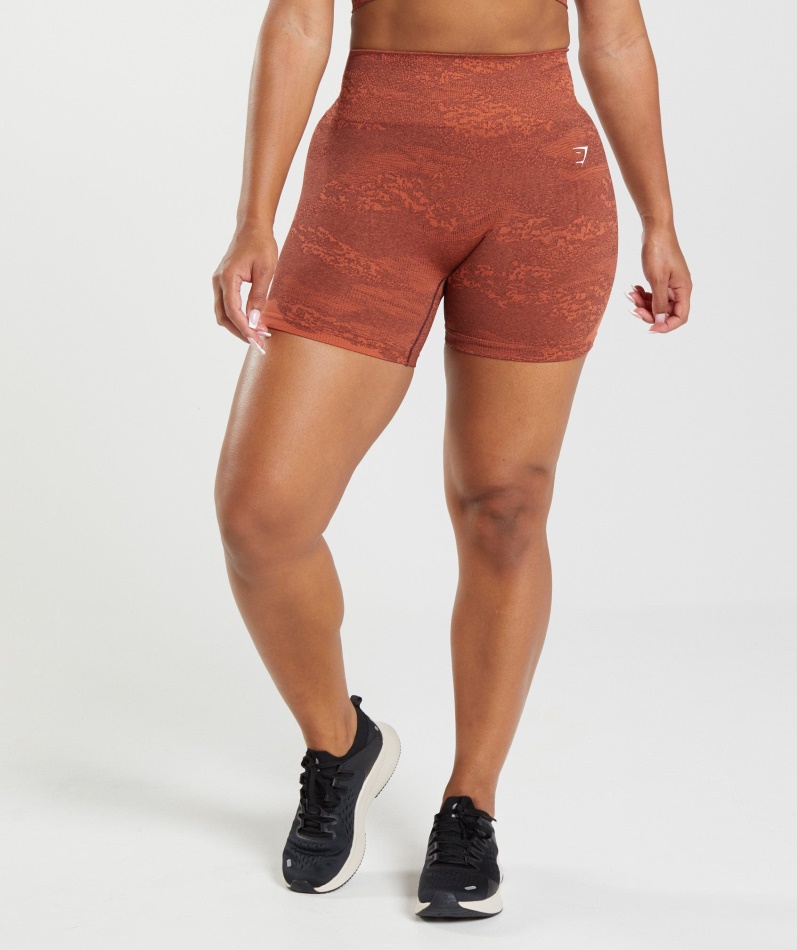 Gymshark Adapt Camo Sømløse Shorts Lava-storm Rød-kirsebærbrun