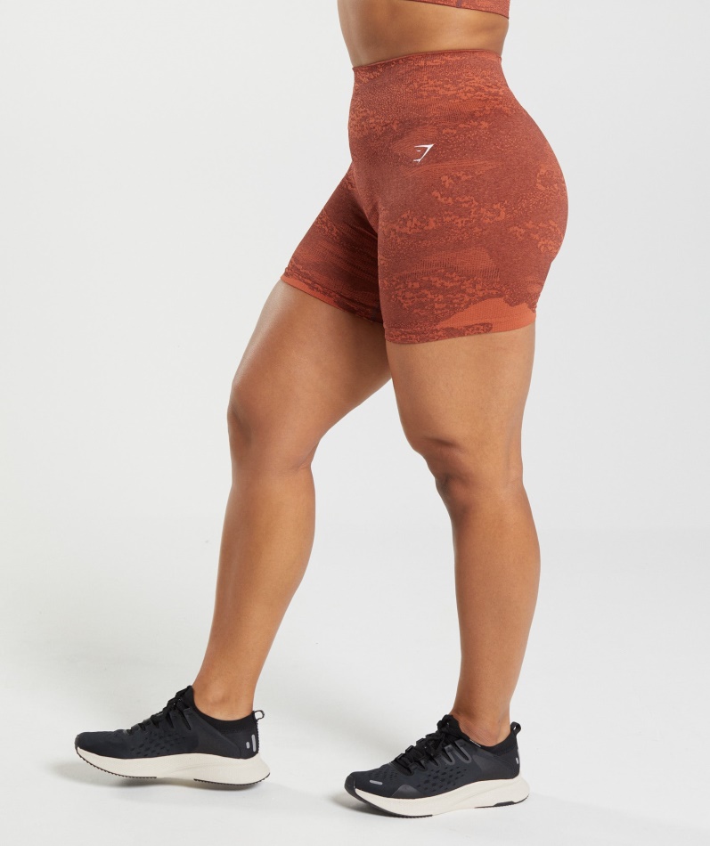 Gymshark Adapt Camo Sømløse Shorts Lava-storm Rød-kirsebærbrun