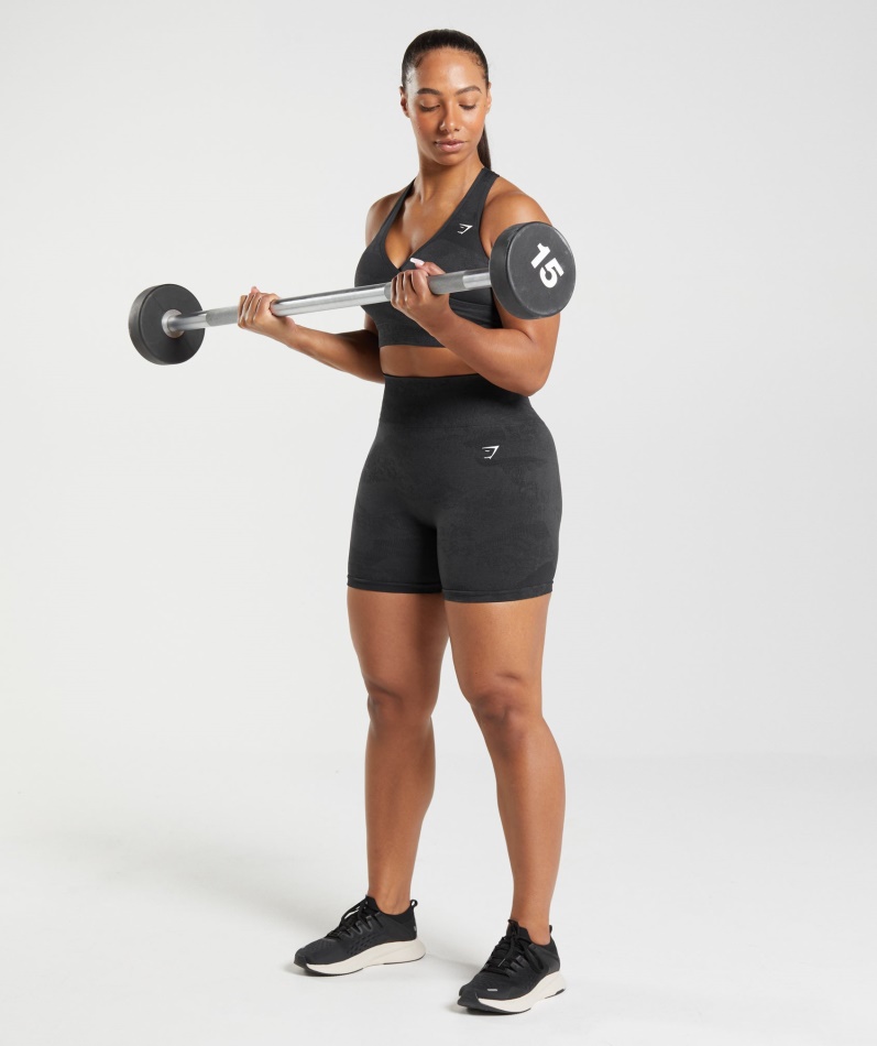 Gymshark Adapt Camo Sømløs Sports-bh Lava-svart-onyx Grå
