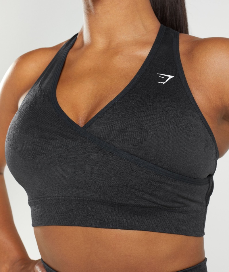 Gymshark Adapt Camo Sømløs Sports-bh Lava-svart-onyx Grå