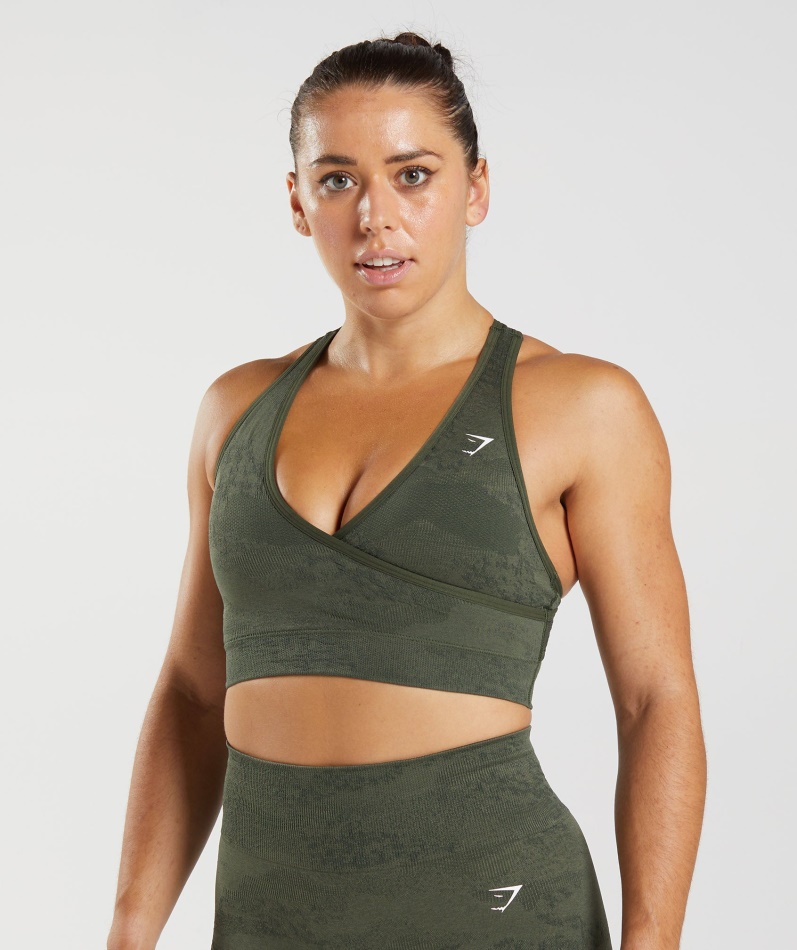 Gymshark Adapt Camo Sømløs Sports-bh Lava-mose Olive-core Olive