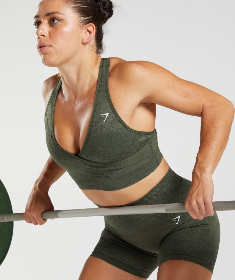 Gymshark Adapt Camo Sømløs Sports-bh Lava-mose Olive-core Olive