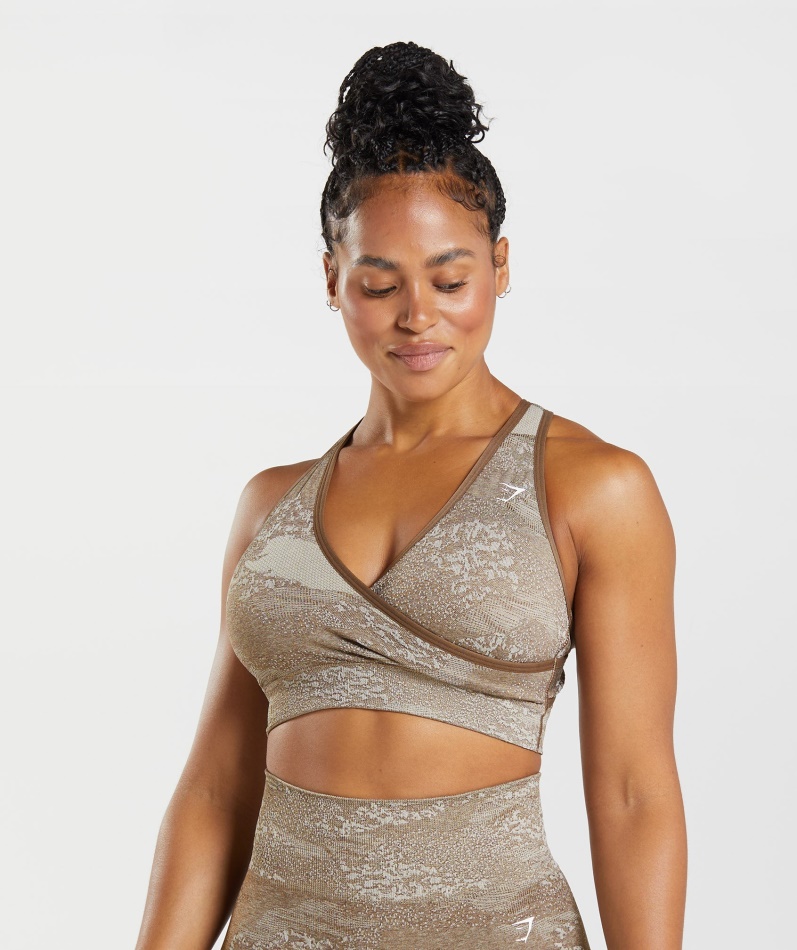Gymshark Adapt Camo Sømløs Sports-bh Lava-pebble Grå-soul Brown