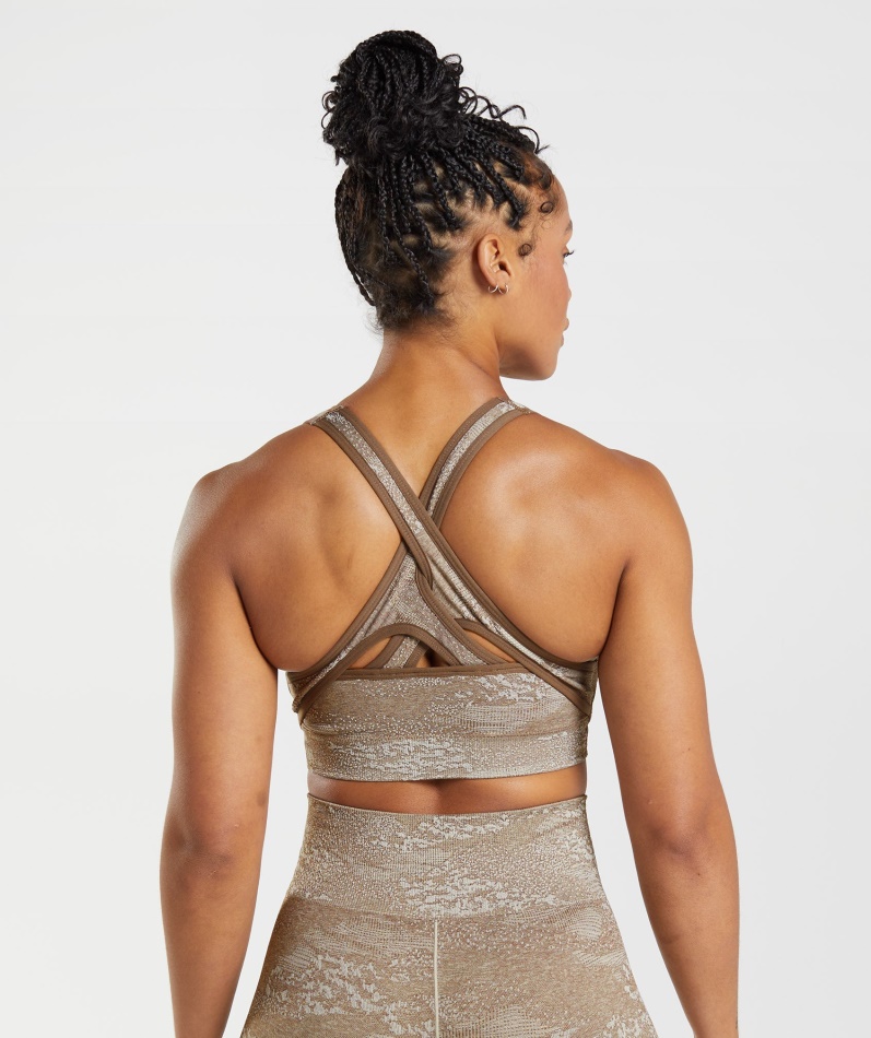 Gymshark Adapt Camo Sømløs Sports-bh Lava-pebble Grå-soul Brown