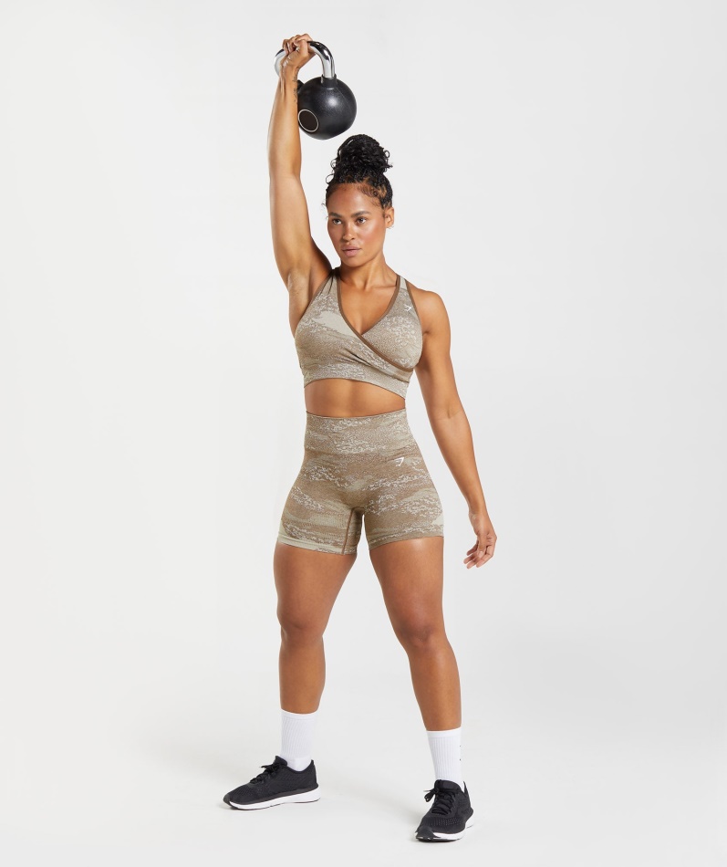 Gymshark Adapt Camo Sømløs Sports-bh Lava-pebble Grå-soul Brown