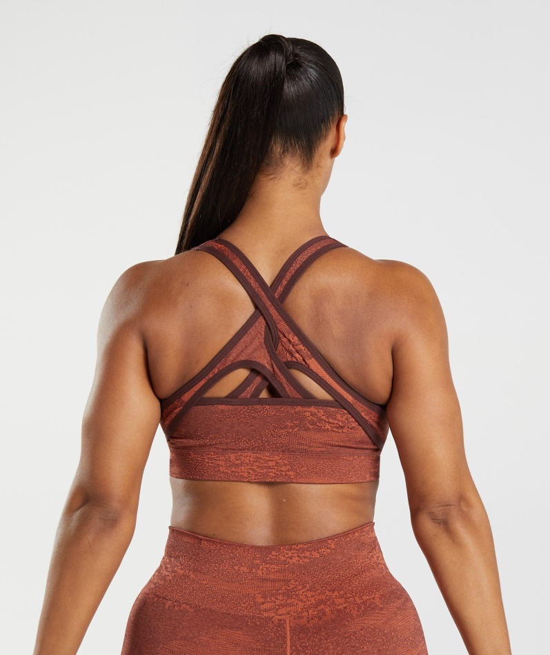 Gymshark Adapt Camo Sømløs Sports-bh Lava| Storm Rødkirsebærbrun