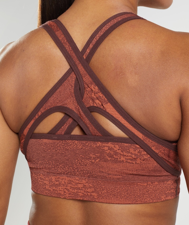 Gymshark Adapt Camo Sømløs Sports-bh Lava| Storm Rødkirsebærbrun