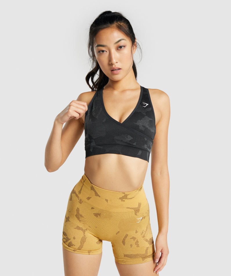 Gymshark Adapt Camo Sømløs Sports-bh Savanne-svart