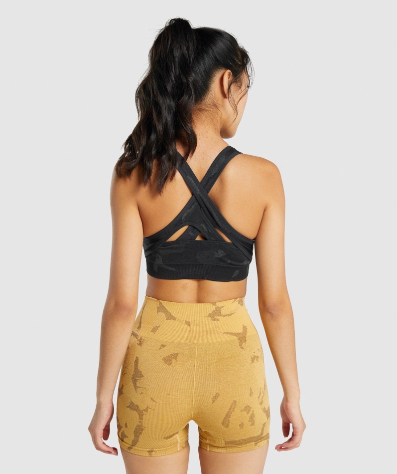 Gymshark Adapt Camo Sømløs Sports-bh Savanne-svart