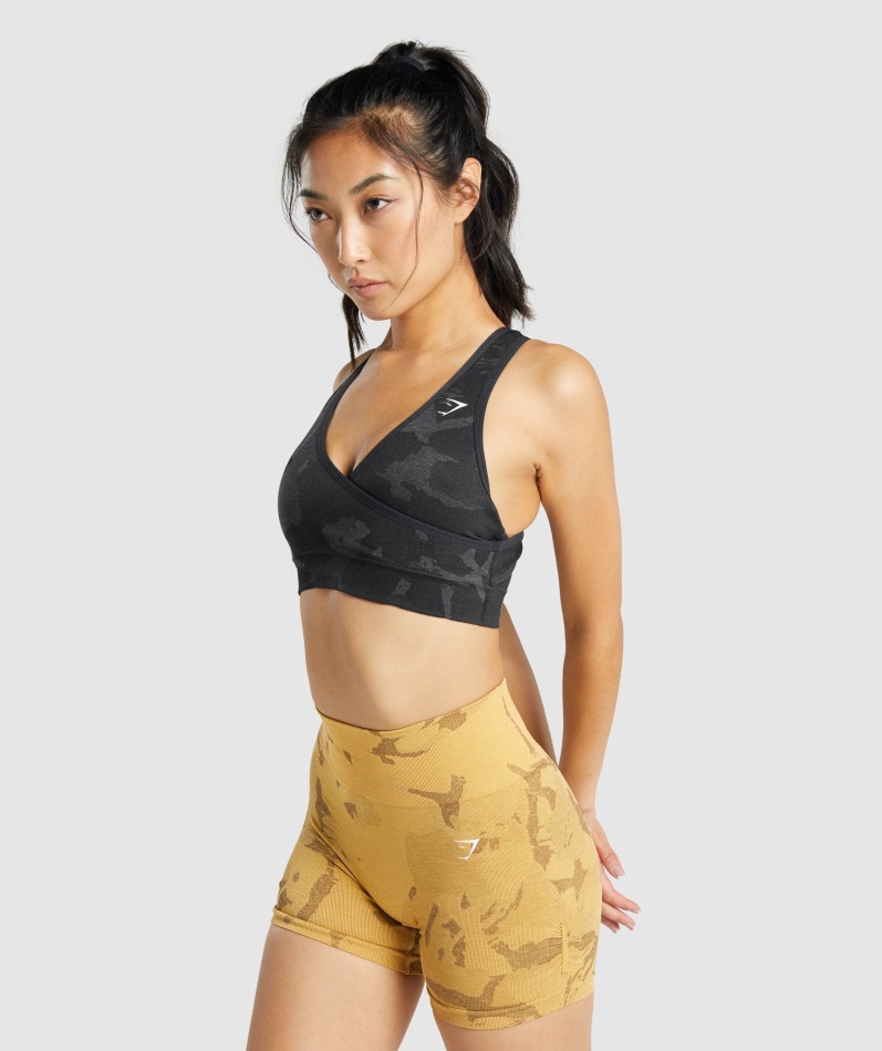 Gymshark Adapt Camo Sømløs Sports-bh Savanne-svart
