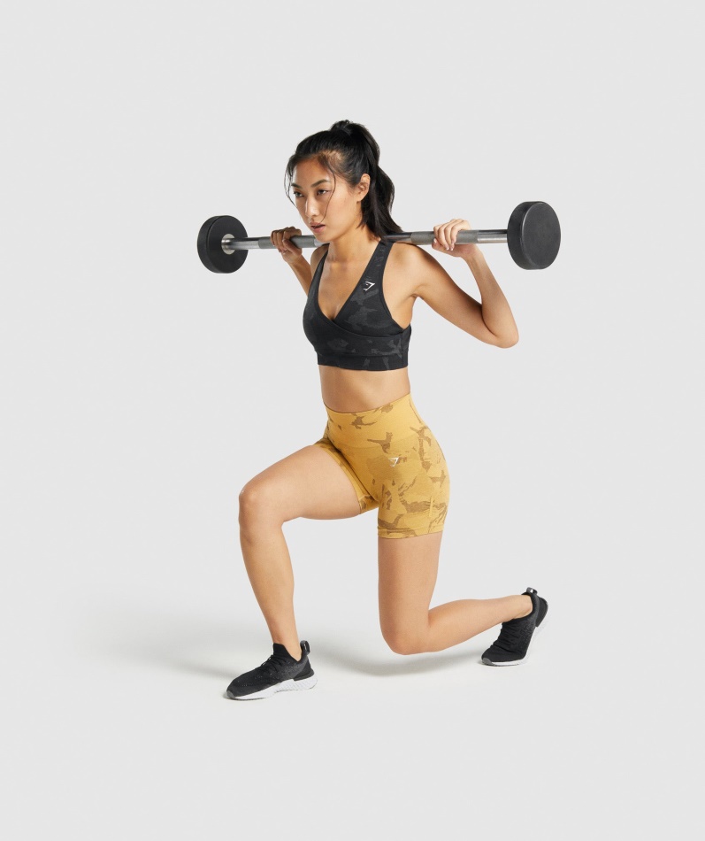 Gymshark Adapt Camo Sømløs Sports-bh Savanne-svart