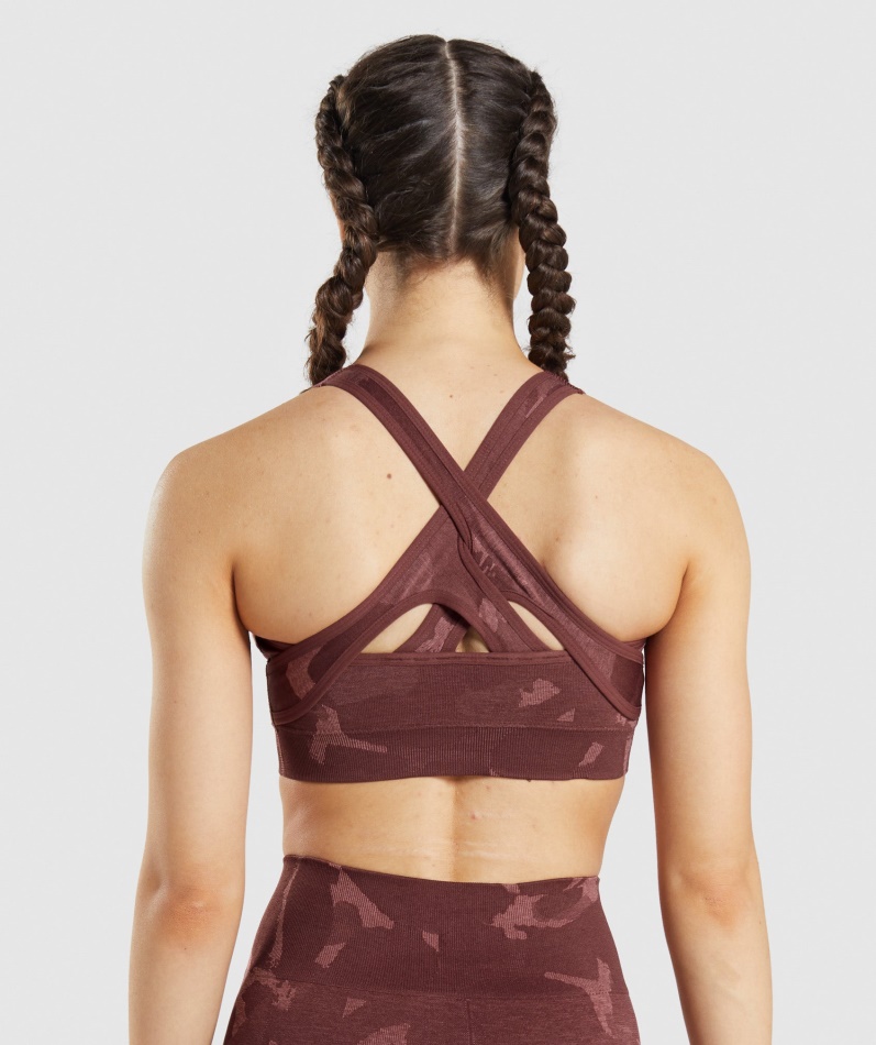 Gymshark Adapt Camo Sømløs Sports-bh Savanne-kirsebærbrun