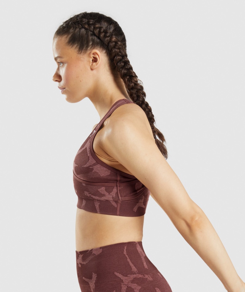 Gymshark Adapt Camo Sømløs Sports-bh Savanne-kirsebærbrun