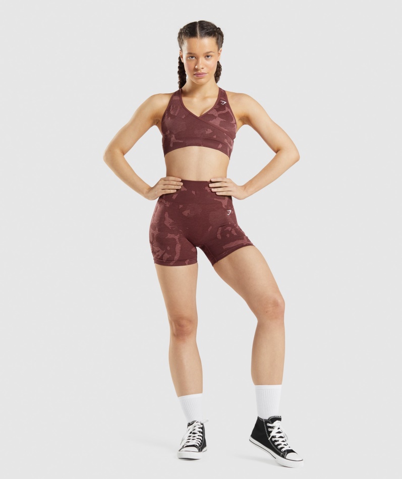 Gymshark Adapt Camo Sømløs Sports-bh Savanne-kirsebærbrun