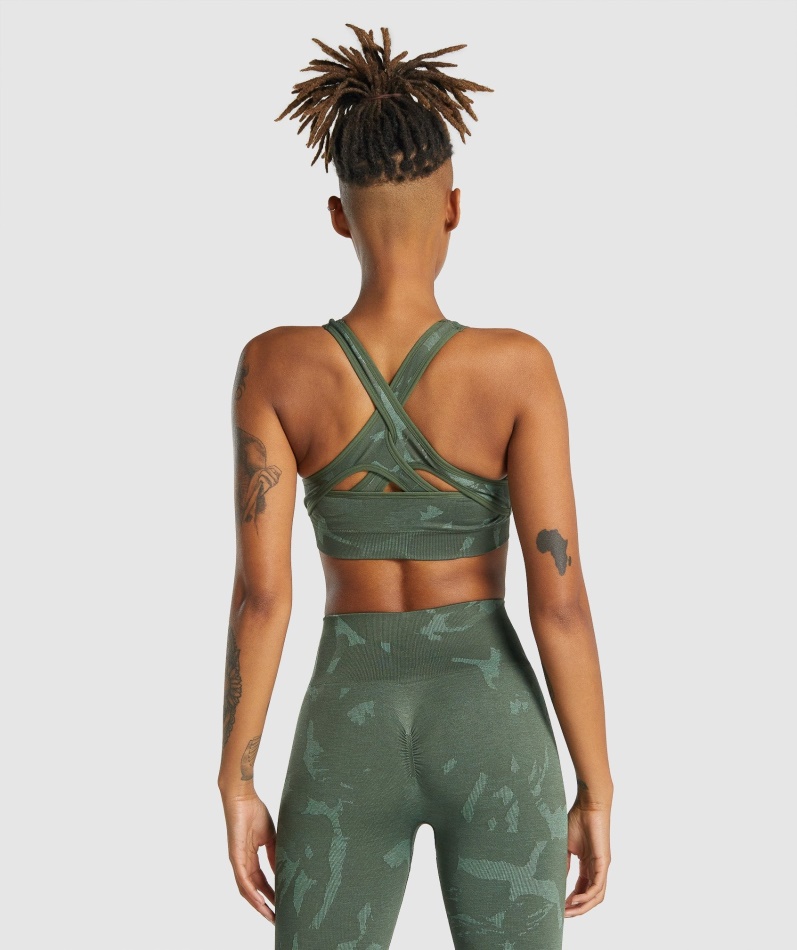 Gymshark Adapt Camo Sømløs Sports-bh Savanne-grønn