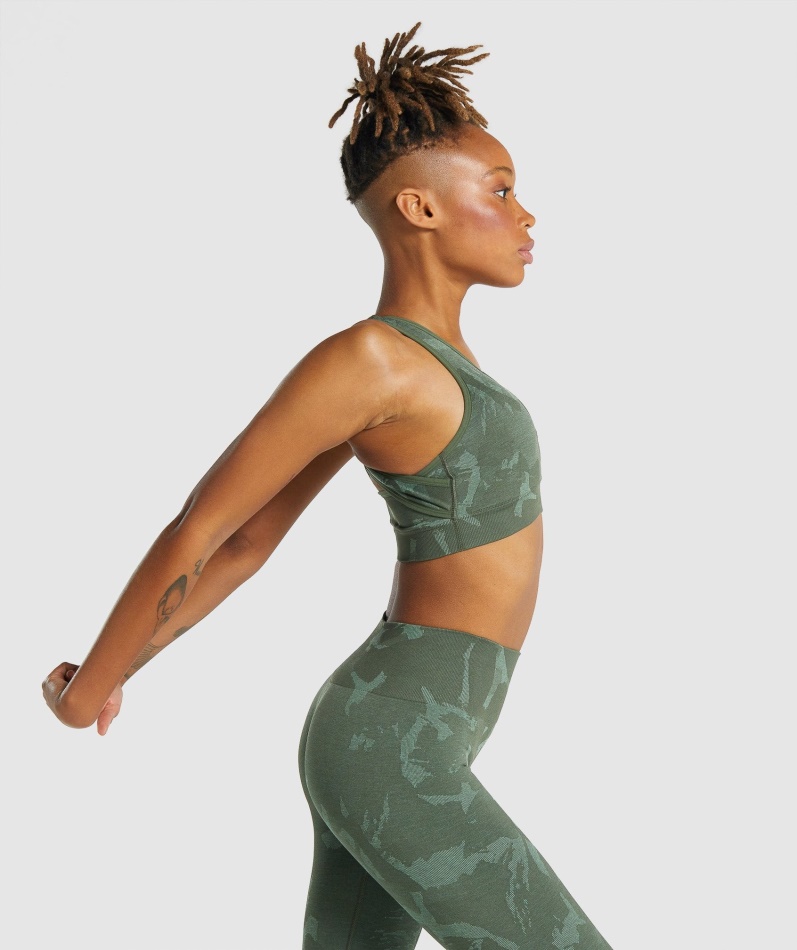 Gymshark Adapt Camo Sømløs Sports-bh Savanne-grønn
