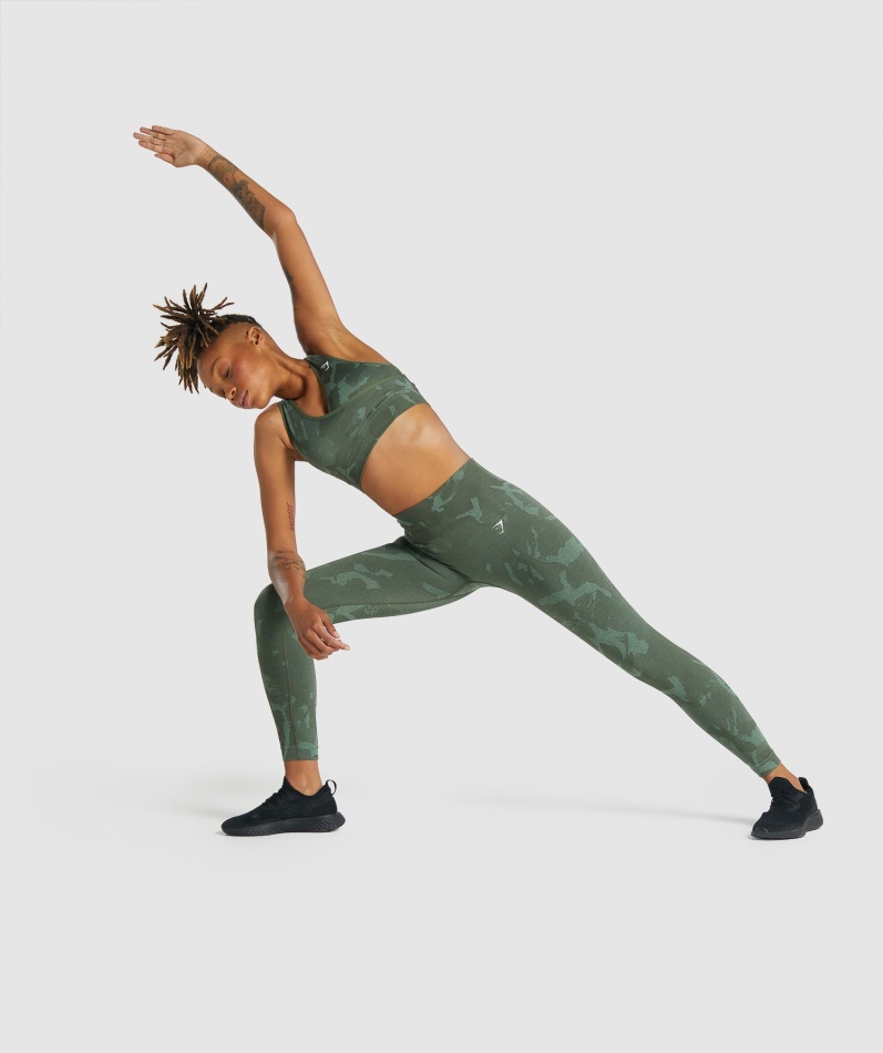 Gymshark Adapt Camo Sømløs Sports-bh Savanne-grønn