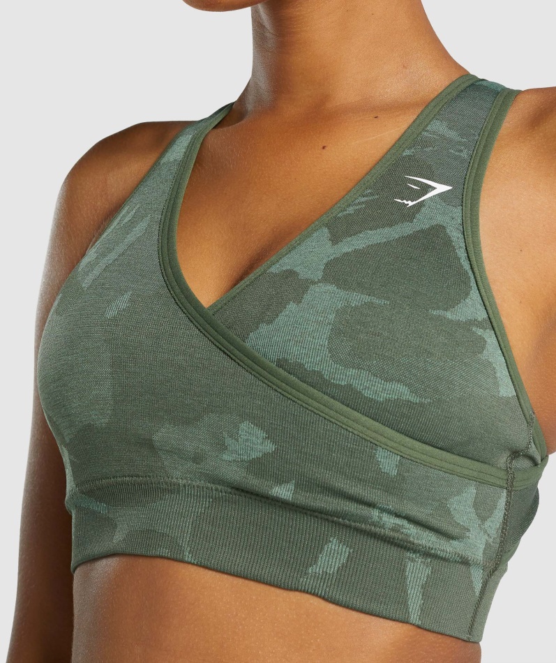 Gymshark Adapt Camo Sømløs Sports-bh Savanne-grønn