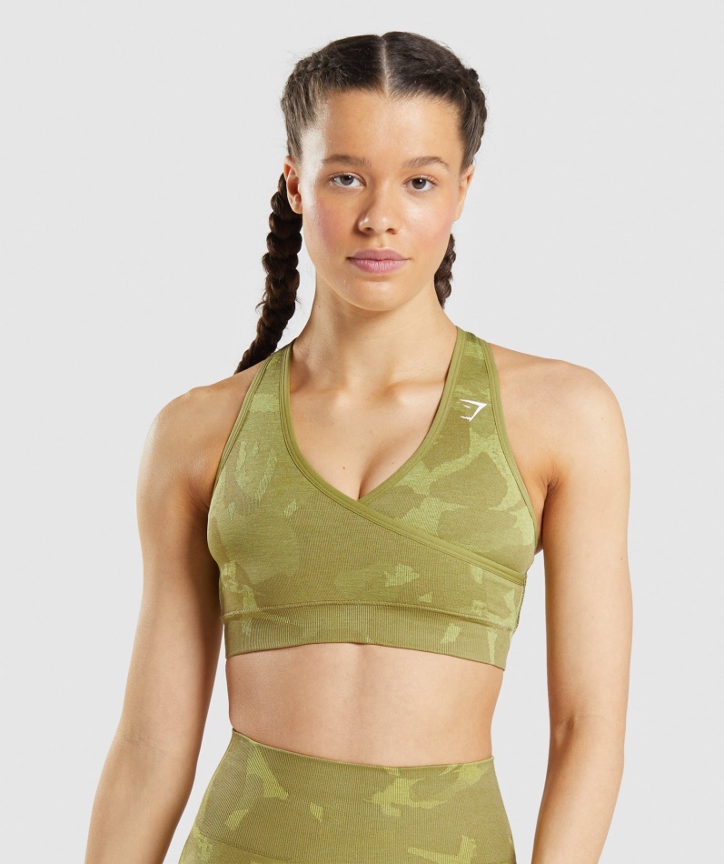 Gymshark Adapt Camo Sømløs Sports-bh Savanne-griffin Grønn
