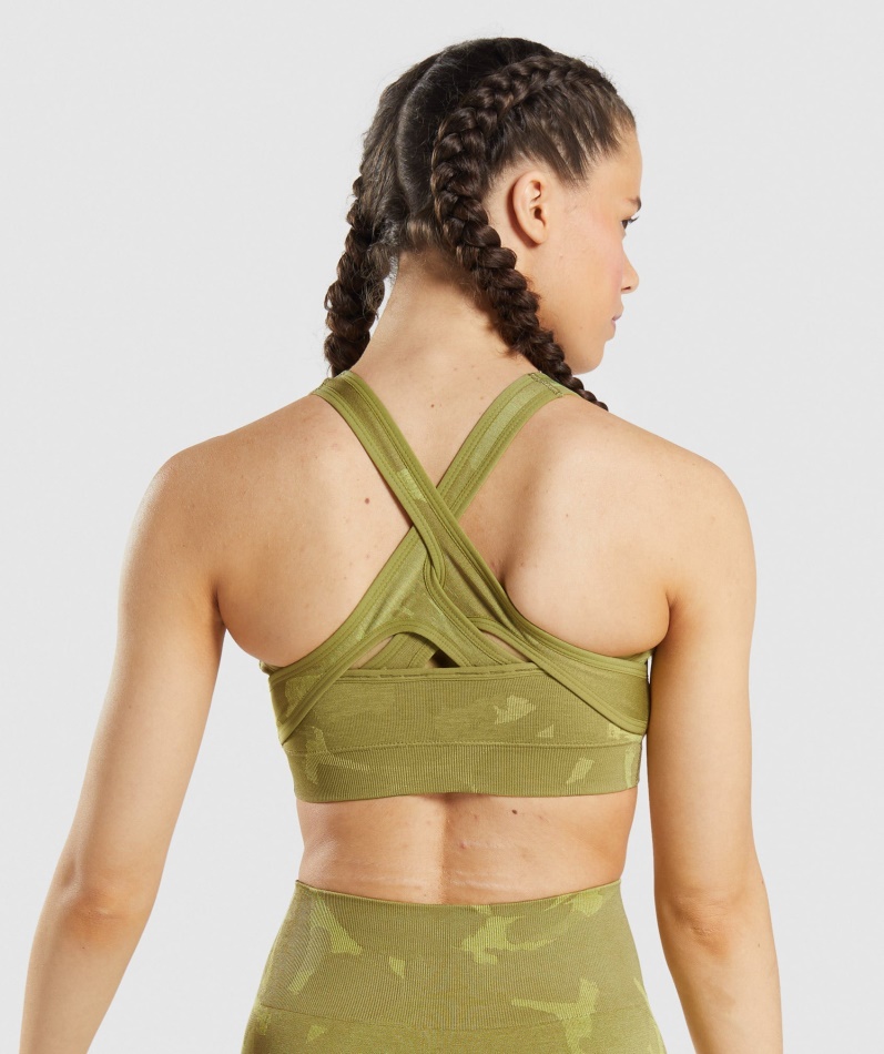 Gymshark Adapt Camo Sømløs Sports-bh Savanne-griffin Grønn