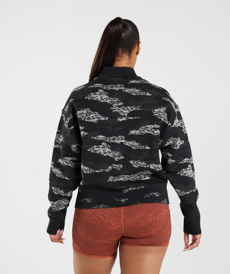 Gymshark Adapt Camo Sømløs Treningsjakke Lava-svart-lys Grå