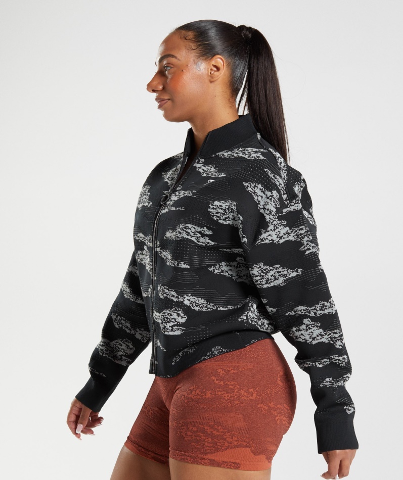 Gymshark Adapt Camo Sømløs Treningsjakke Lava-svart-lys Grå
