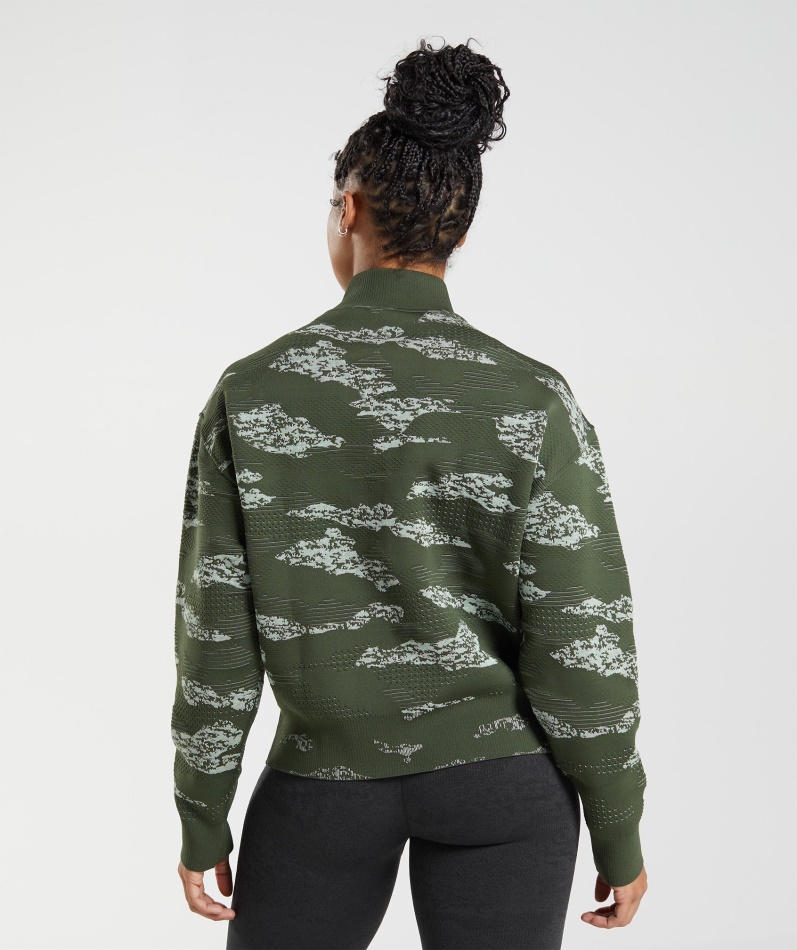 Gymshark Adapt Camo Sømløs Treningsjakke Lava-mose Oliven-aloe Grønn