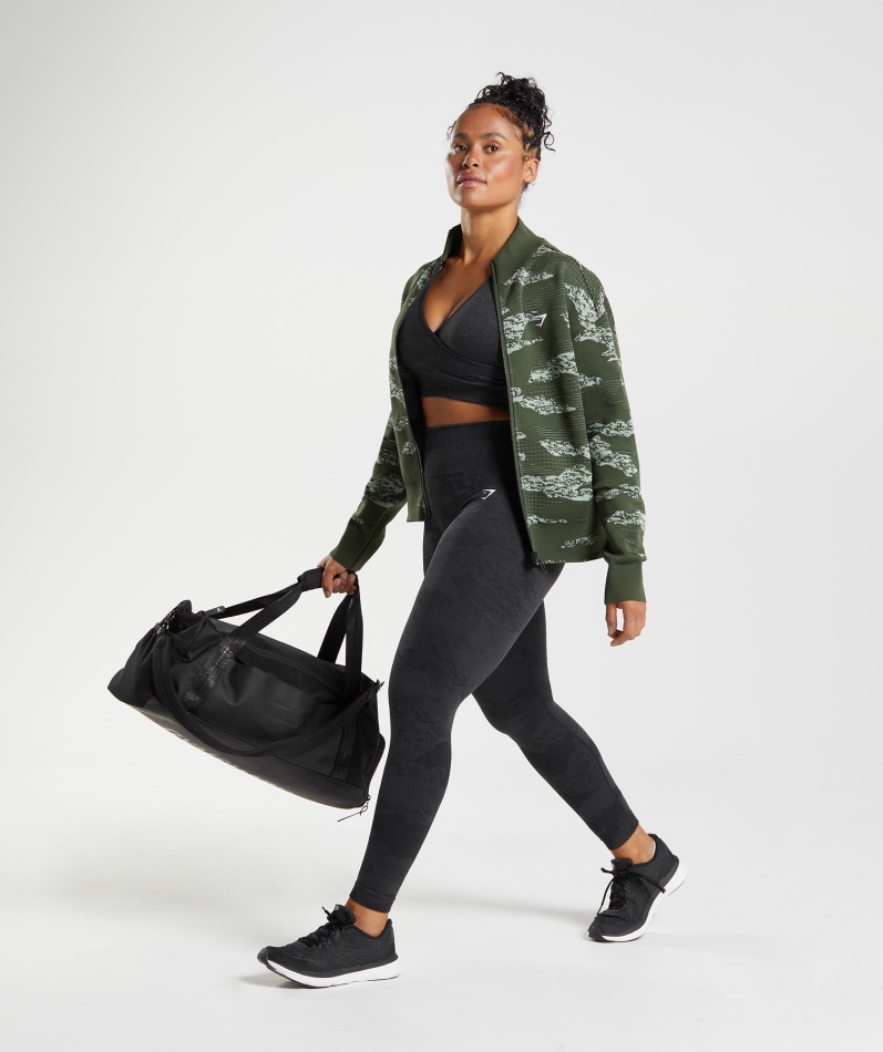 Gymshark Adapt Camo Sømløs Treningsjakke Lava-mose Oliven-aloe Grønn